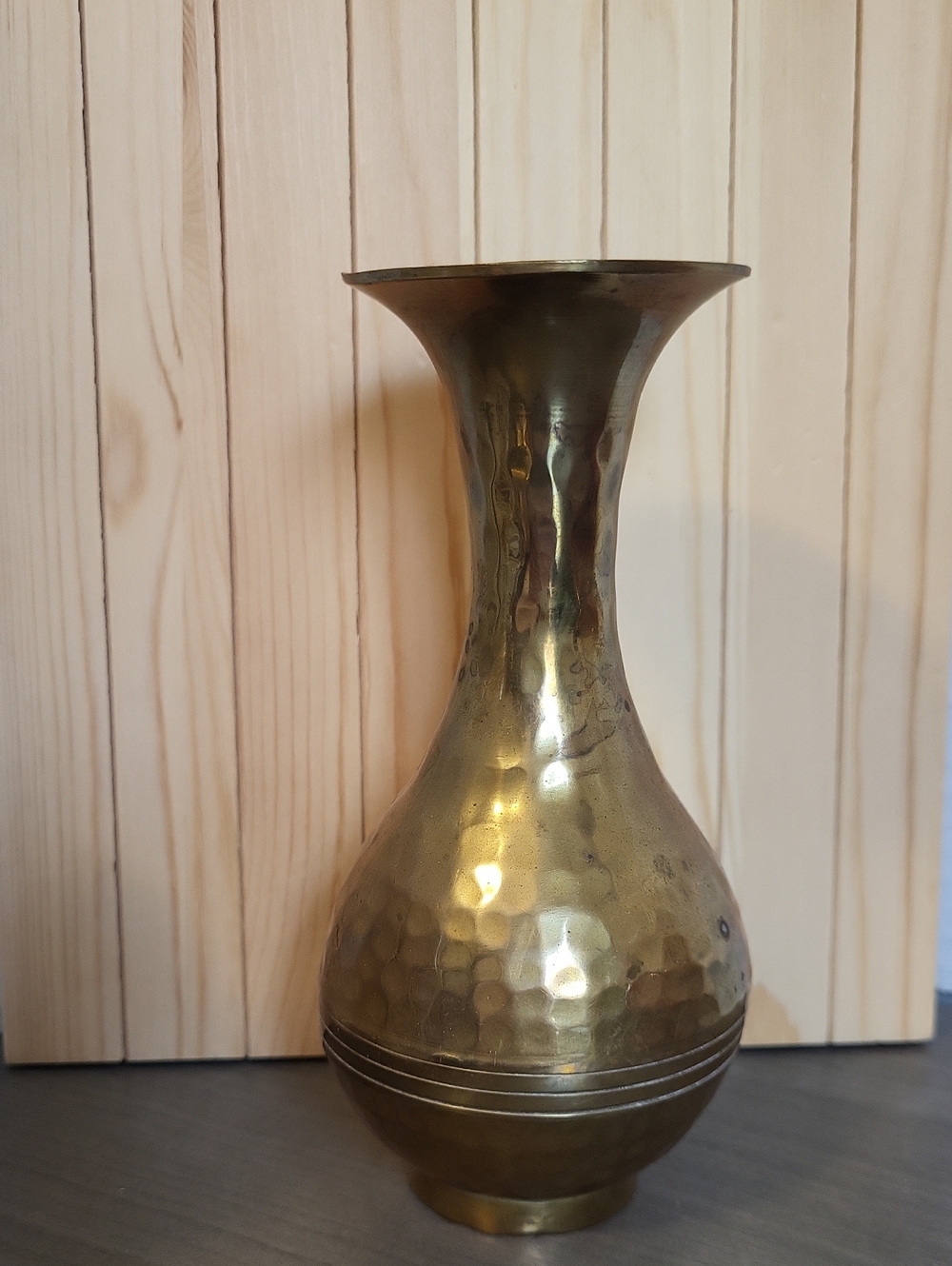 Vintage Hammered Brass Decorative Vase